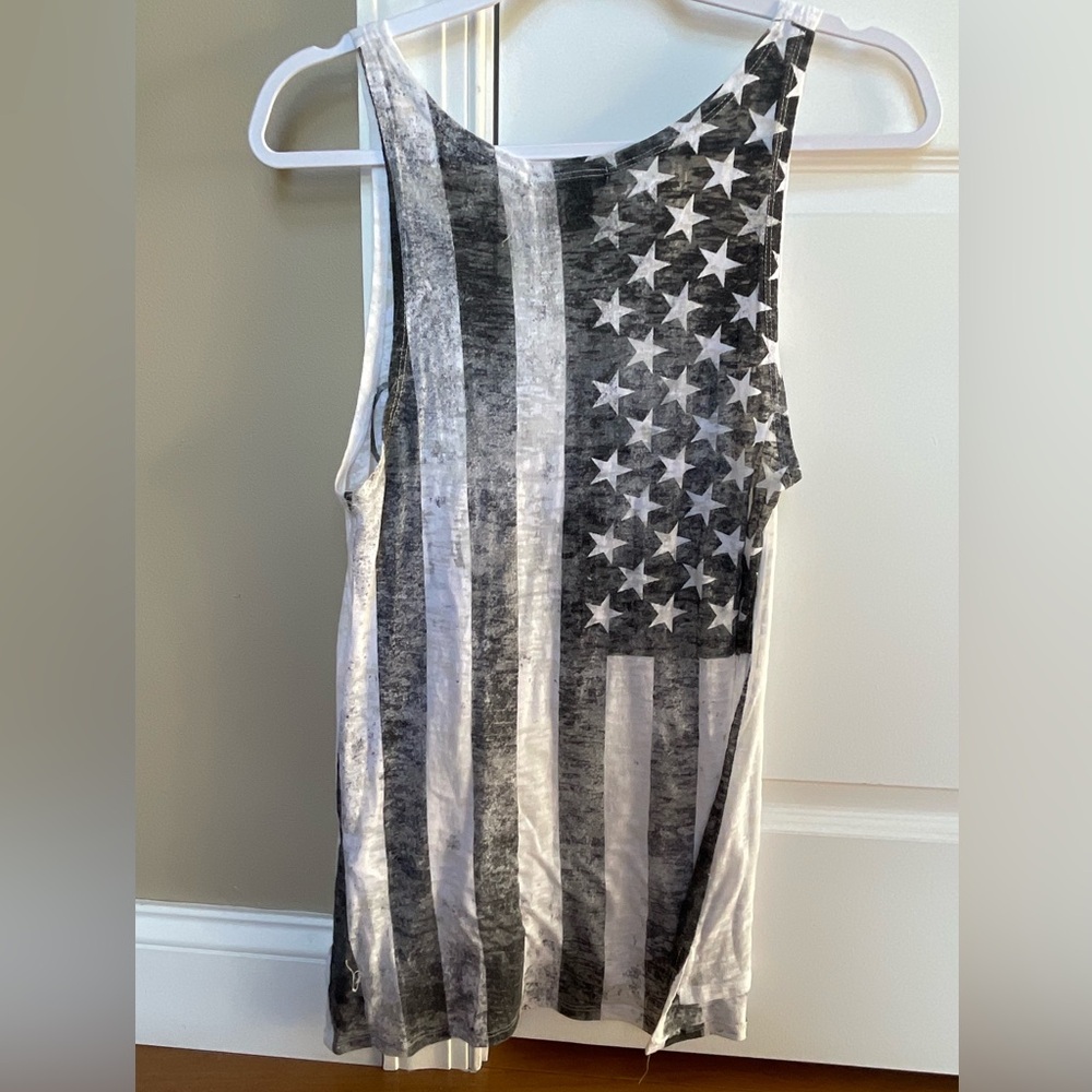 F21 white American flag tank top